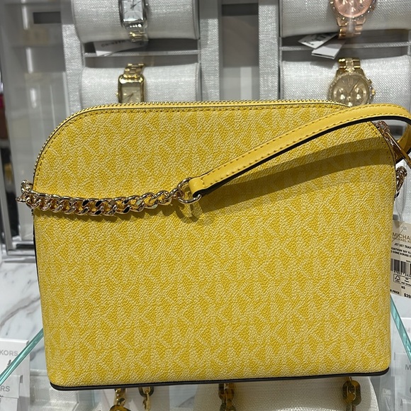 Michael Kors Jet Set Travel Medium Color-Block Signature Logo Dome Crossbody Bag - Picture 7 of 16